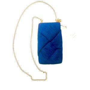 A New Day Cell Phone Blue with Gold Strap Crossbody Purse Bag A-442